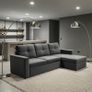 Grey velvet Corner Sofa Bed with Storage Image 2