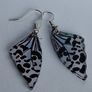 Leopard Lace Blue Tint Butterfly Wing Earrings Image 3