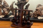 1920s Tallent London HMS Victory Oak Pipe Holder &amp; Pipes