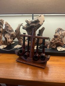 1920s Tallent London HMS Victory Oak Pipe Holder & Pipes