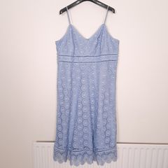 Marks & Spencer Cornflower Blue Floral Crochet Lace Strappy Midi Dress 22UK/50EU