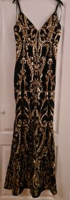 Black / Gold Ornate Sequin Strap Dress BRAND NEW!!!