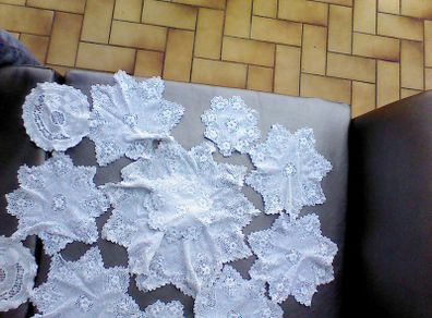 Mixed linen and lace ,organza.