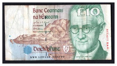 1999 Ireland IR10 James Joyce Banknote Series C. Note issued 02/07/99. Serial number SWN129550