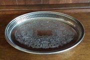 Stunning Vintage Sliverplated on Brass Oval Tray