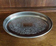 Stunning Vintage Sliverplated on Brass Oval Tray