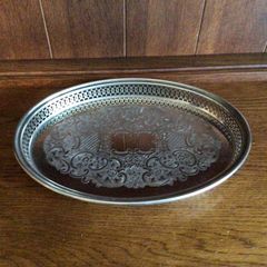 Stunning Vintage Sliverplated on Brass Oval Tray