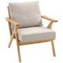 Scandinavian Linen-Look Armchair with Cushions & Rubberwood Legs, 76 x 87 x 88 cm (30 x 34 x 35 in) Image 4