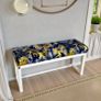 Wooden Bench Navy Tropical Velvet with White Painted Frame Image 2