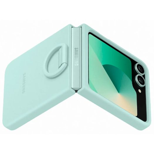Original Samsung Galaxy Z Flip 6 Smartphone Silicone Case Mint Green