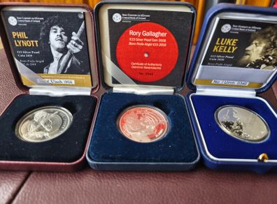 Complete Rory Phil and Luke Irish Silver Proof Coin Set