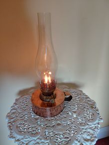 Antique Copper And Brass Portable Oil Lamp