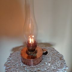 Antique Copper And Brass Portable Oil Lamp