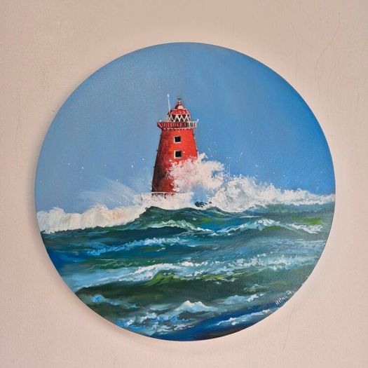 Storm Bram at Poolbeg Lighthouse | Oil Painting on canvas