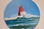Storm Bram at Poolbeg Lighthouse | Oil Painting on canvas