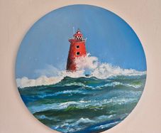 Storm Bram at Poolbeg Lighthouse | Oil Painting on canvas
