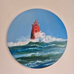 Storm Bram at Poolbeg Lighthouse | Oil Painting on canvas