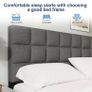 Double Bed Frame, Easy Assembly, Sturdy Wooden Slat Support, Upholstered Image 5