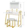 Vanity Dressing Table Set with 3 Color Adjustable Brightness LED Lights, 2 Large Storage Drawers and Metal Frame for Bedroom, White and Gold Image 3