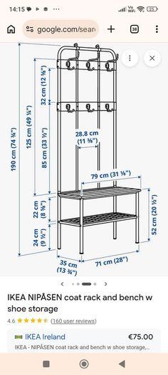 Coat rack and bench with shoe storage