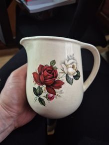 Vintage Roses Patterned Jug Made In Romania