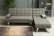 FINAL UNITS DARK GREY fabric Sofa Bed with Chaise and Cushions