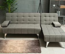 DARK GREY fabric Sofa Bed with Chaise and Cushions