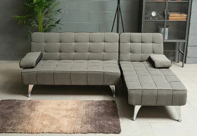 DARK GREY fabric Sofa Bed with Chaise and Cushions