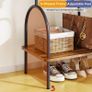 Clothes Rail, Hall Tree, Freestanding Coat Rack with Wooden Storage Shelf, 4 Hooks, Compact Clothes Organiser Garment Stand for Home Hallway Bedroom W51xD39xH157cm Image 5
