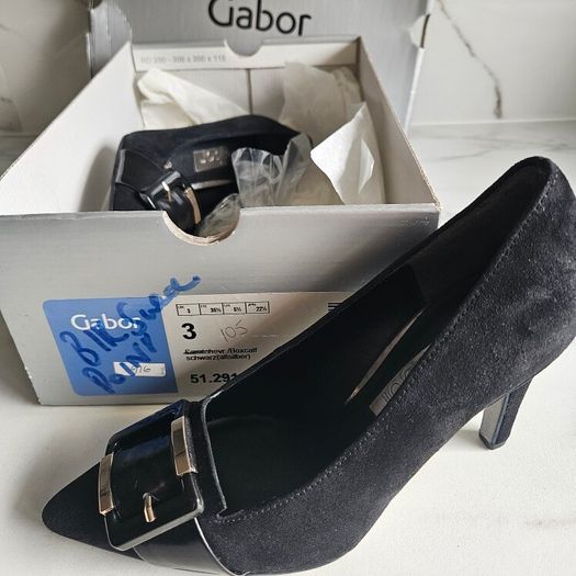 Gabor suede black buckle detail high heel shoes size 7 uk 40.5 EU  and UK 3 EU 35.5 RRP 105 new & boxed
