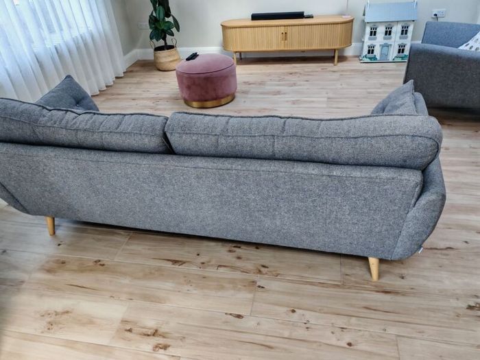 French Connection DFS Zinc Grey 4 seater couch and armchair set