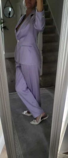 ESCADA Mauve Wool Mix Trouser Suit Sz 40 (Fit 12UK)