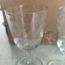 Harlequin set of 3 vintage etched small glasses in Greek Key pattern Image 2