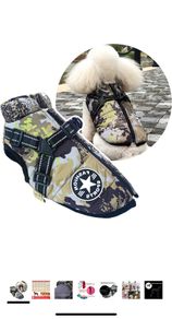 Small Dog Jacket with Harness, Outdoor Dog Sport Vest, Outdoor Warm Pet Winter Coat Harness for Cats Puppy Small Dogs, (Camo)