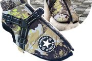 Small Dog Jacket with Harness, Outdoor Dog Sport Vest, Outdoor Warm Pet Winter Coat Harness for Cats Puppy Small Dogs, (Camo)