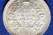 Excellent 1945 Bombay India - British  1/4 Rupee - George VI Silver coin