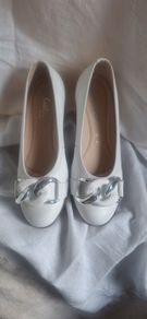 White Leather Gabor Ballet Pumps