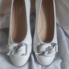 White Leather Gabor Ballet Pumps