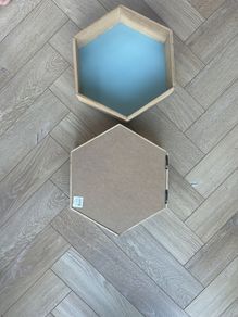 Hexagon Wooden Wall Shelves /Pastel Blue Interior (Set of 2)