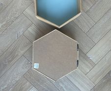 Free- Hexagon Wooden Wall Shelves /Pastel Blue Interior (Set of 2)