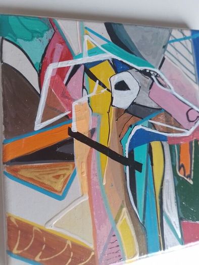 Original Painting of a Dog Framed Original Abstract Painting of Dog  Fauvist Art Figurative Art