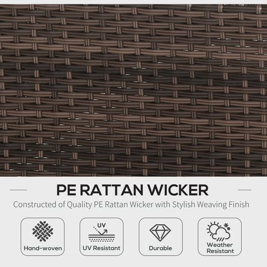 5pcs Rattan L-Shaped Corner Couch Sofas with Coffee Table Adjustable Feet Water-resistant Polyester Cloth Brown