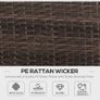5pcs Rattan L-Shaped Corner Couch Sofas with Coffee Table Adjustable Feet Water-resistant Polyester Cloth Brown Image 5