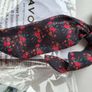 AVON Scrunchie with tail, black in red flowers,  NEW Image 2