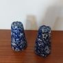 Fabulous Pair of Salt and Pepper Shakers in the Style of Burleighware "Blue Calico Pattern", but no Backstamps, Missing Stoppers Image 5