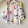 Anonyme Designers White Flamingo Print Blouse 3/4 Sleeves Image 2