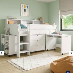 Childrens High Sleeper Bed with Desk and Storage