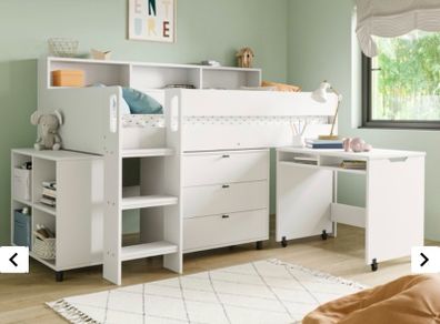 Childrens High Sleeper Bed with Desk and Storage