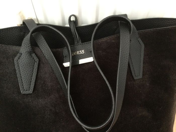GUESS Bobbi reversible black velvet tote