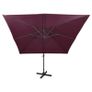 Cantilever Umbrella with Pole and LED Lights Bordeaux Red 300 cm Image 4